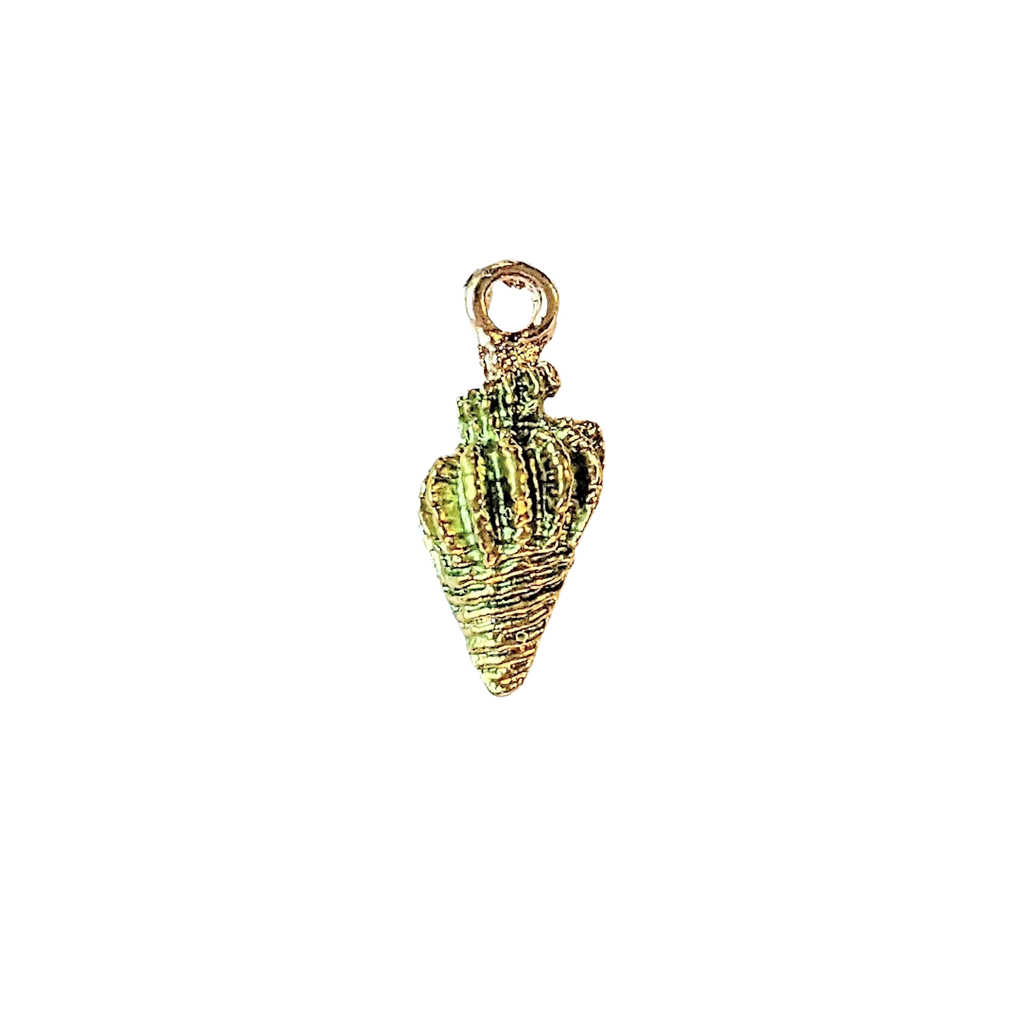 Green Enamel Conch Seashell Charm