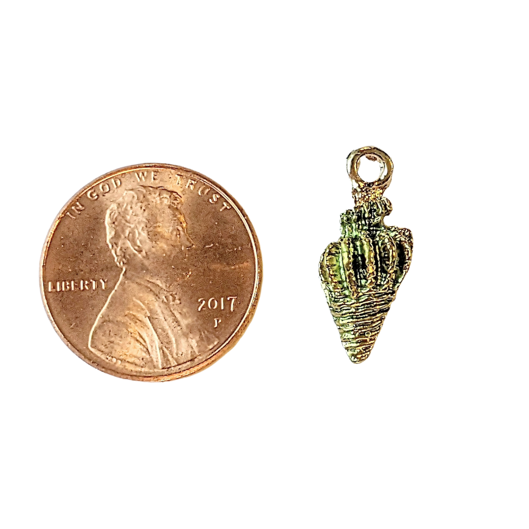 Green Enamel Conch Seashell Charm