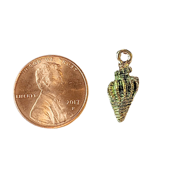 Green Enamel Conch Seashell Charm