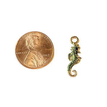 Green Enamel Seahorse Charm