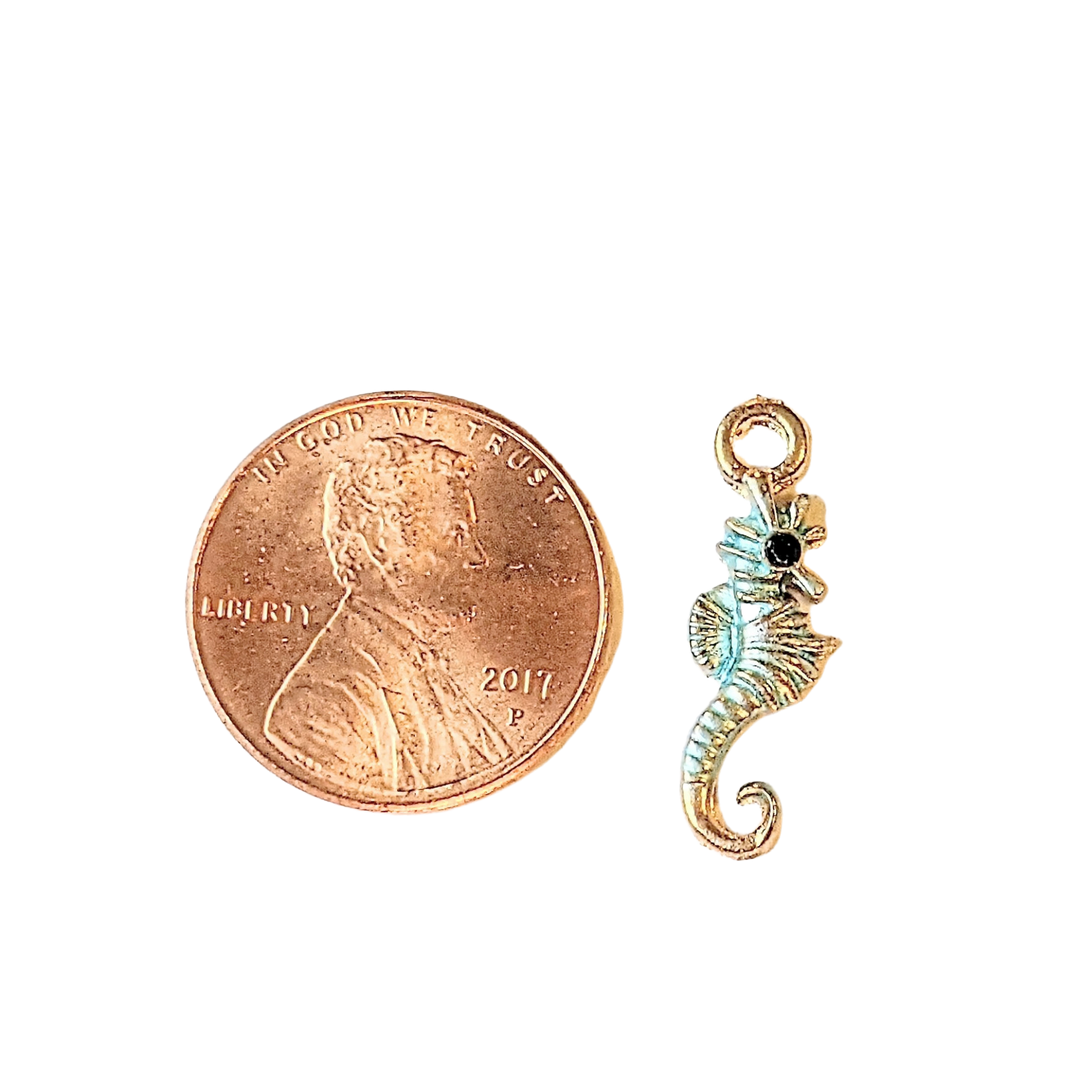 Blue Enamel Seahorse Charm