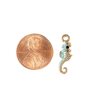 Blue Enamel Seahorse Charm