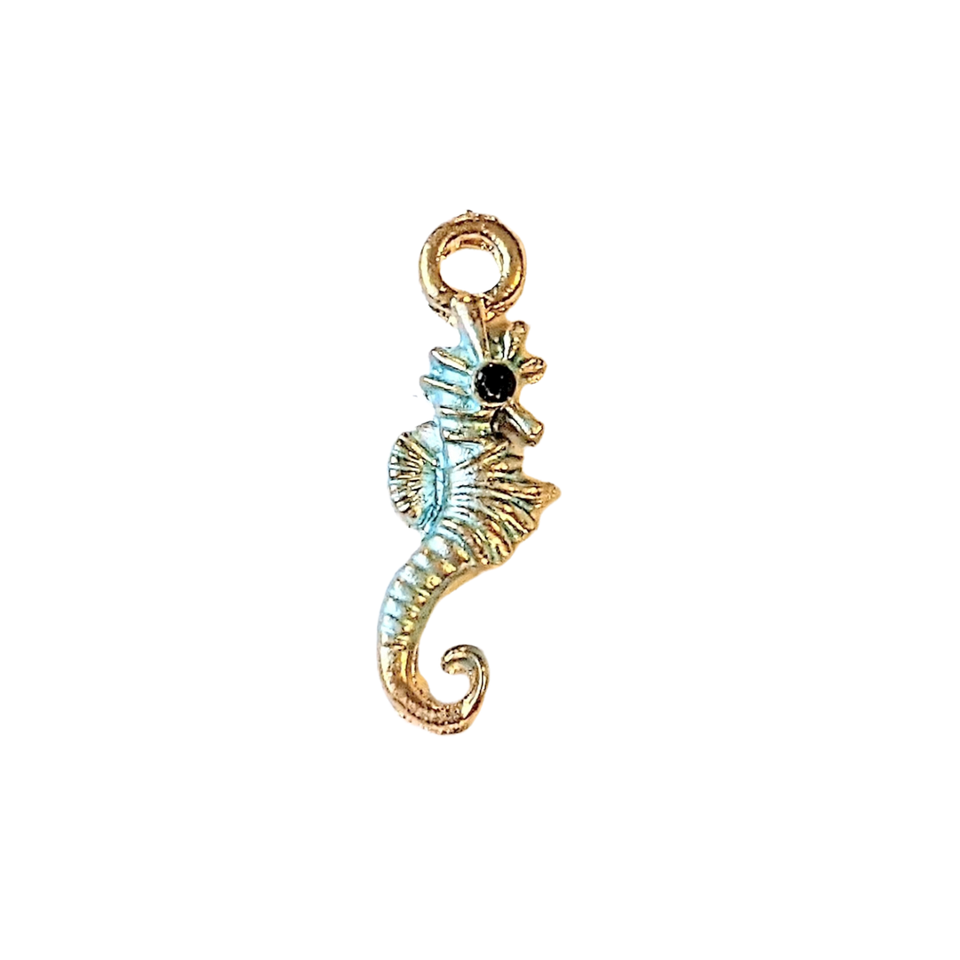 Blue Enamel Seahorse Charm