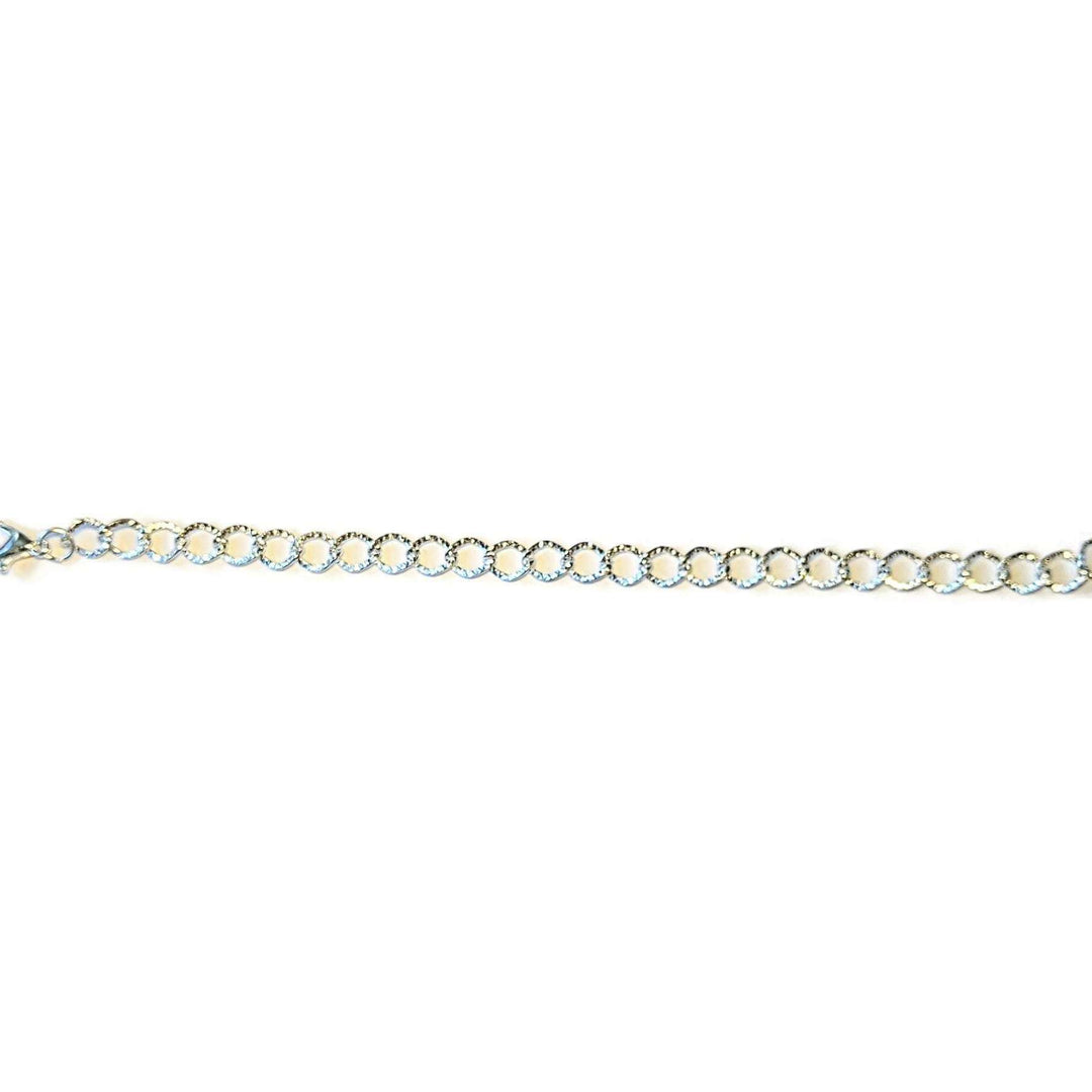 Bright Silver Textured Oval Link Charm Bracelet Base - D.I.Y. - BUILD YOUR CHARM BRACELET!