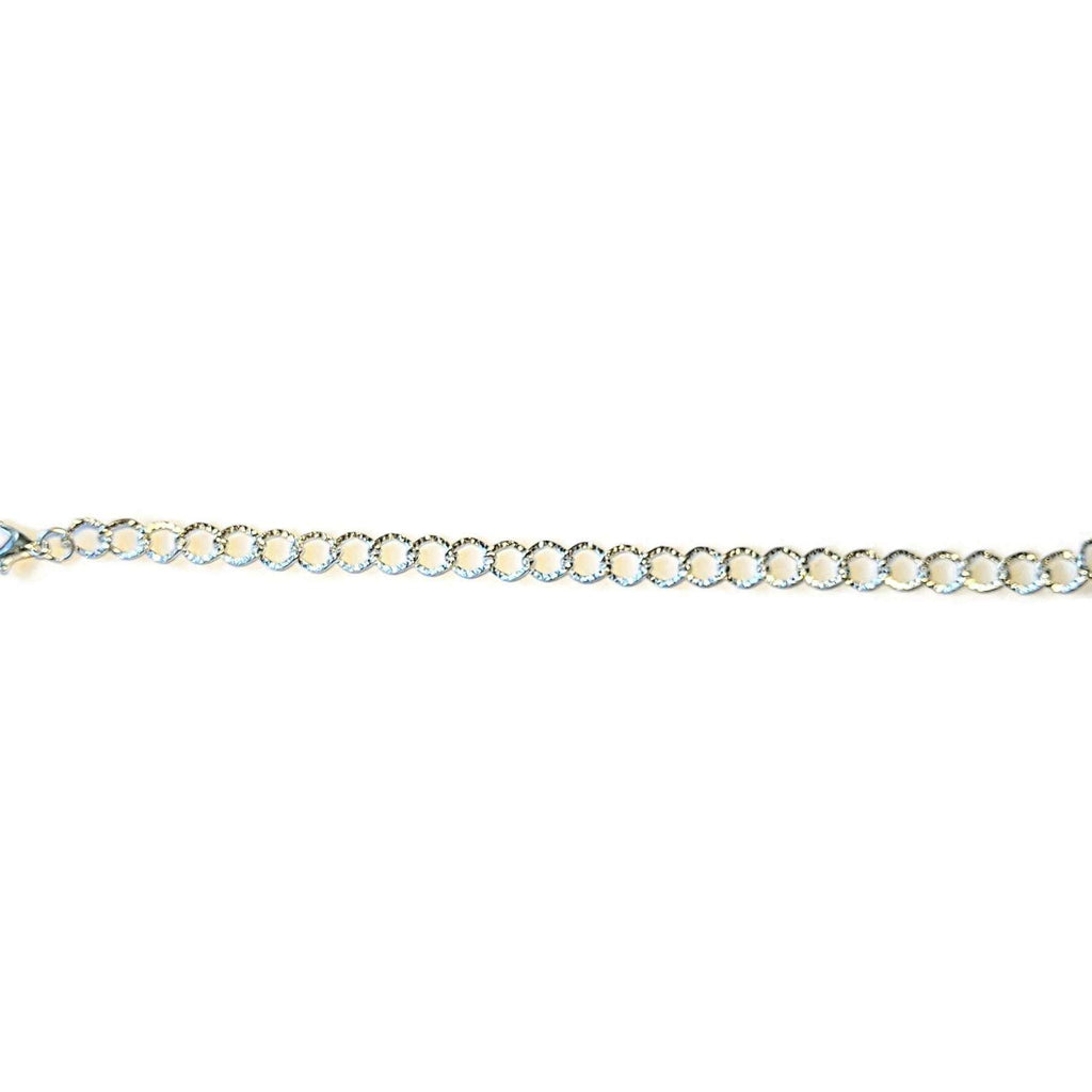 Bright Silver Textured Oval Link Charm Bracelet Base - D.I.Y. - BUILD YOUR CHARM BRACELET!