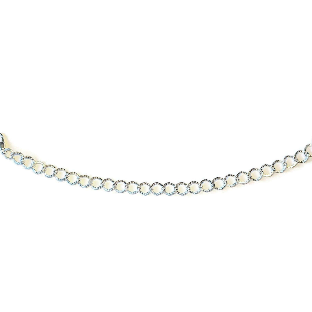 Bright Silver Textured Oval Link Charm Bracelet Base - D.I.Y. - BUILD YOUR CHARM BRACELET!