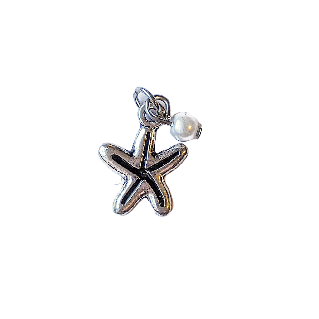 Silver Starfish Pearl Charm