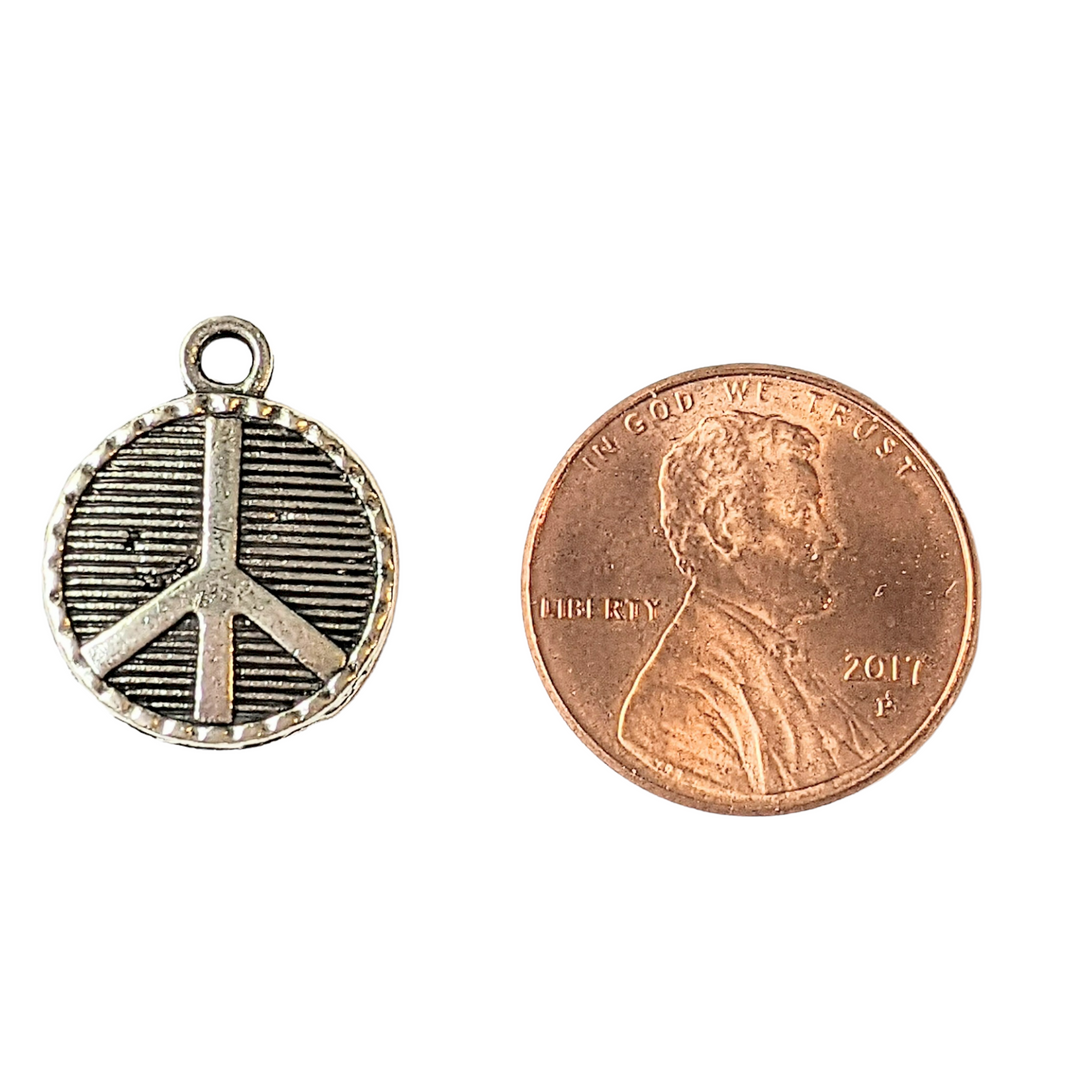 Silver Peace Sign Charm III