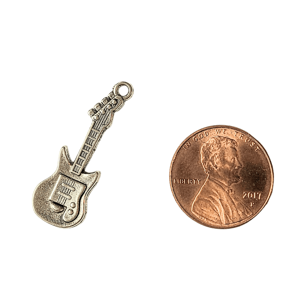Silver Guitar Charm Pendant