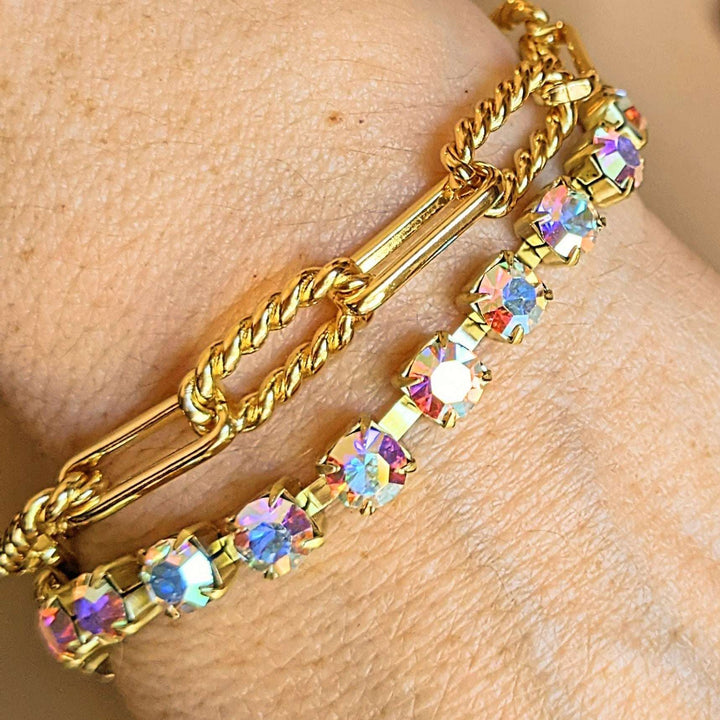 Crystal & Gold Snap Ring Necklace - 24 inch