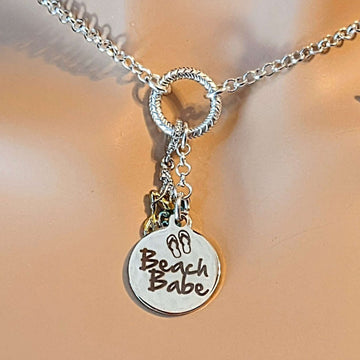 Beach Babe Mermaid Charm Keeper Necklace - 18-24 inch