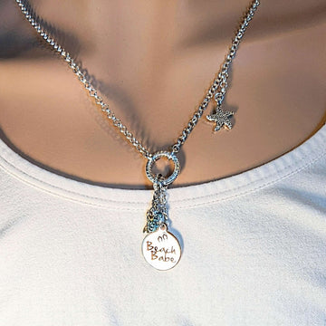 Beach Babe Mermaid Charm Keeper Necklace - 18-24 inch
