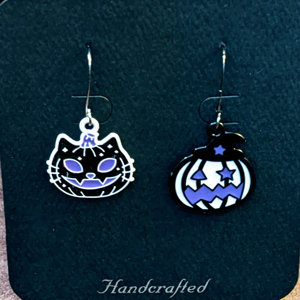 Mismatched Jack-O-Lantern Halloween Earrings III