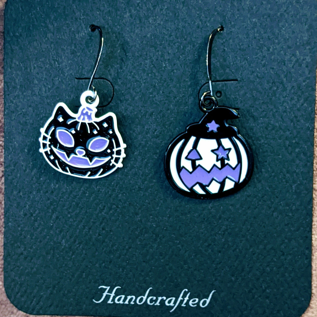 Mismatched Jack-O-Lantern Halloween Earrings III