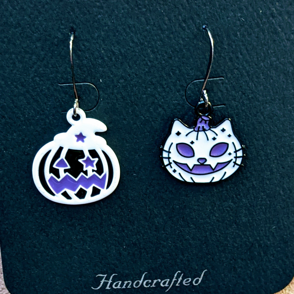 Mismatched Jack-O-Lantern Halloween Earrings IV