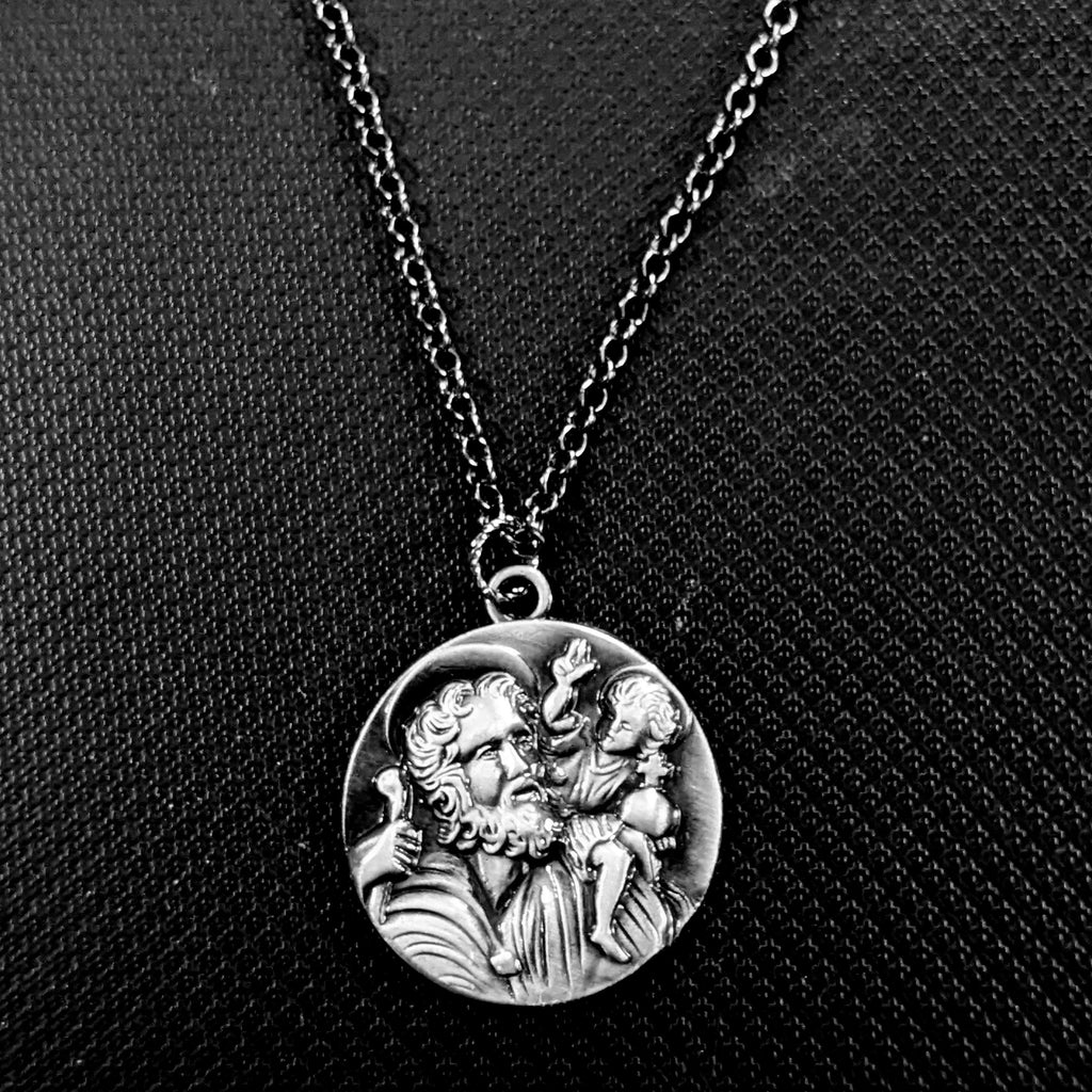 St. Christopher Pendant charm necklace, 24 inch - Unisex