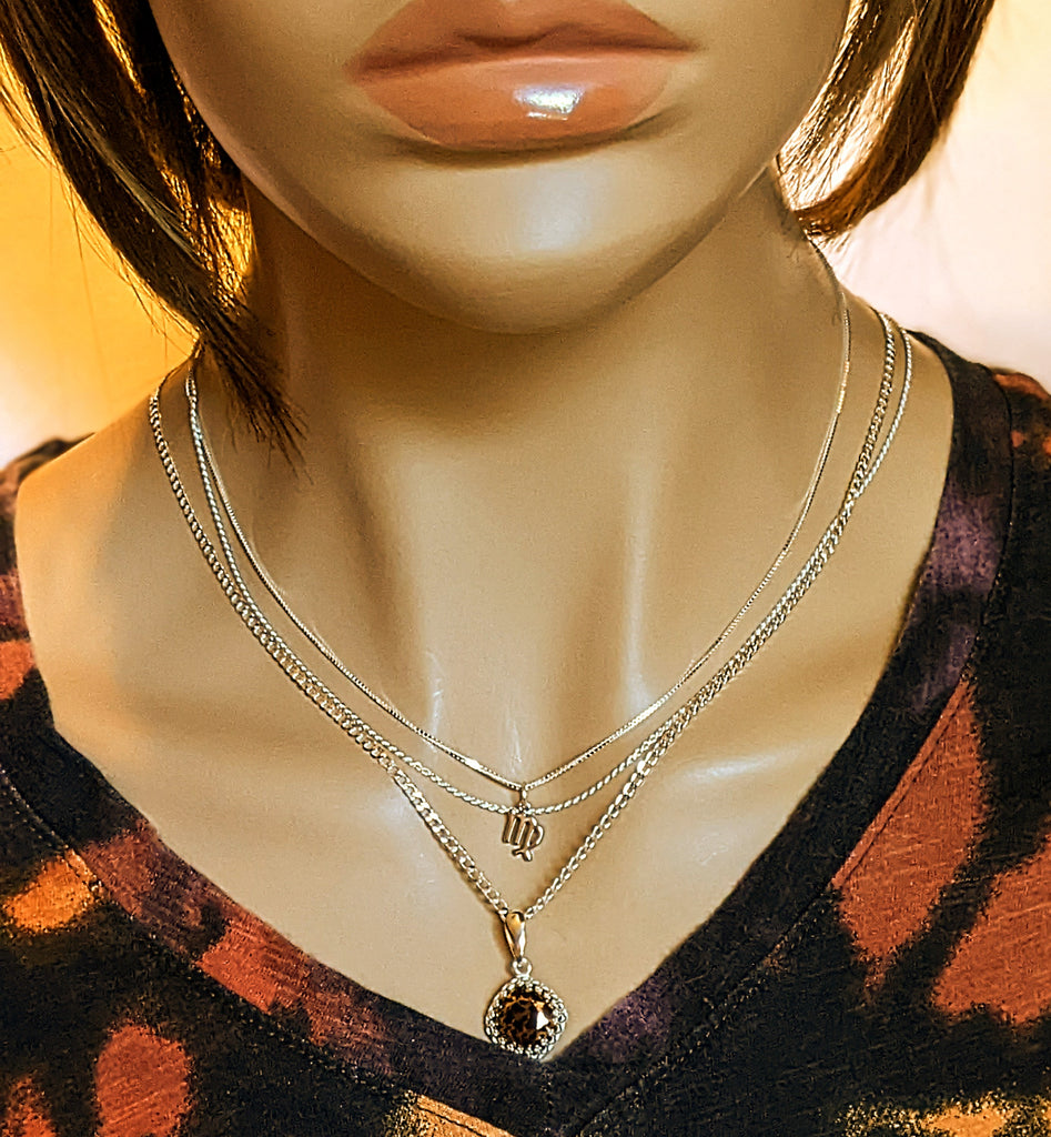Leopard Print Crystal Pendant charm necklace, 22 inch