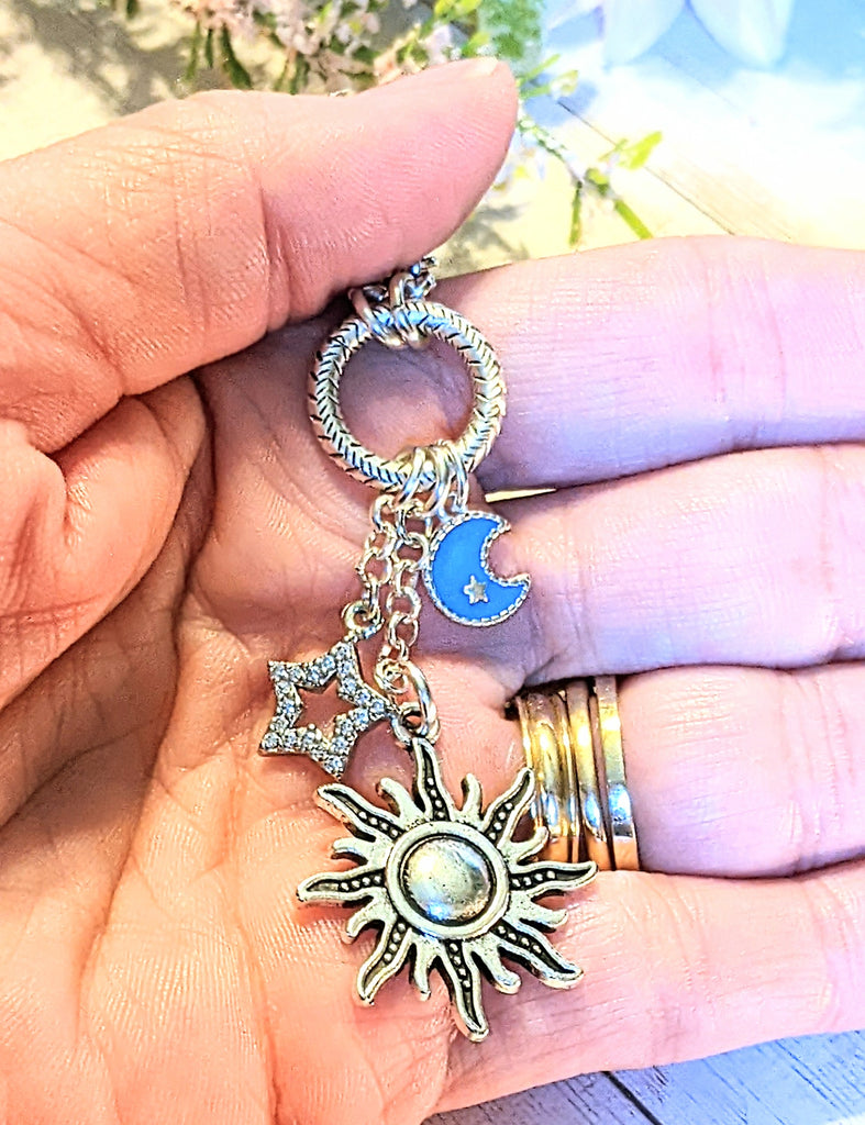 Celestial Sun Silver Charm Keeper Necklace - 18-24 inch