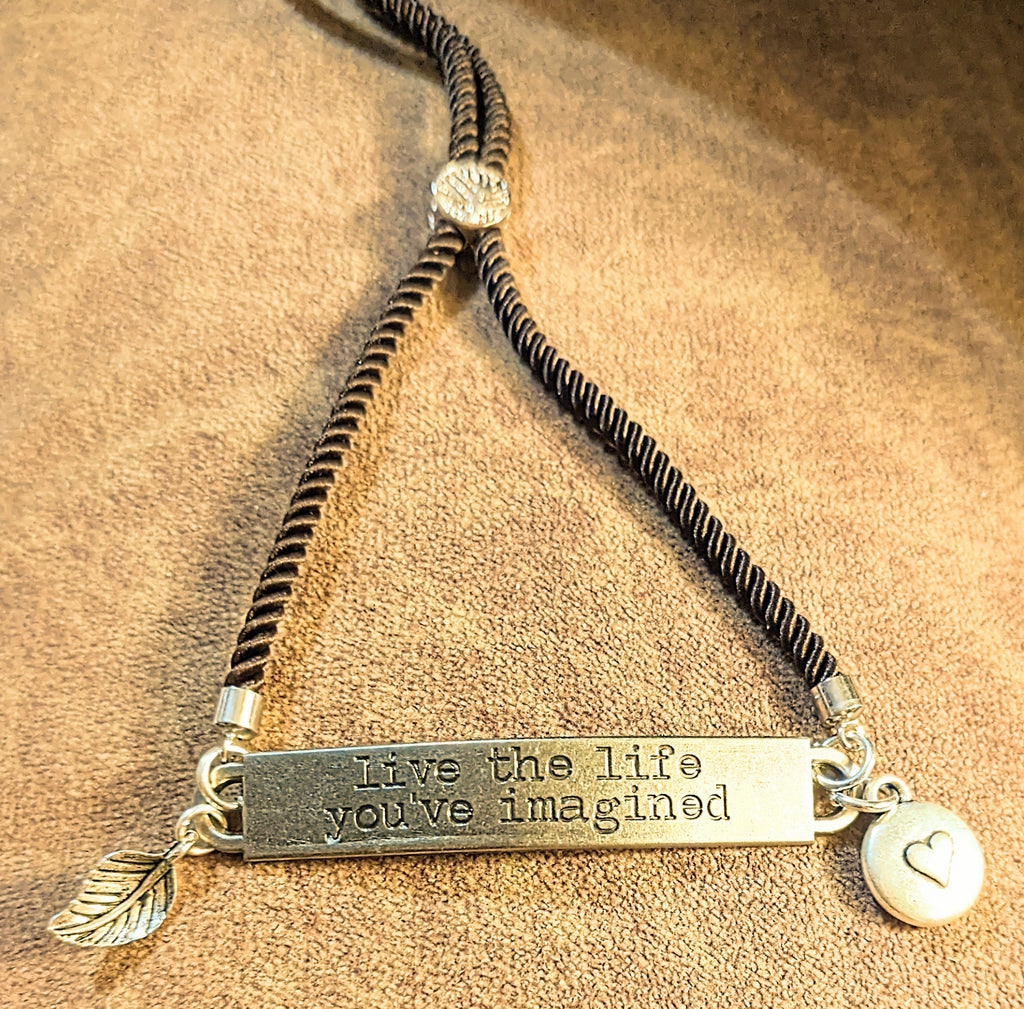 Live the Life You've Imagined Twisted Rope Bolo bracelet
