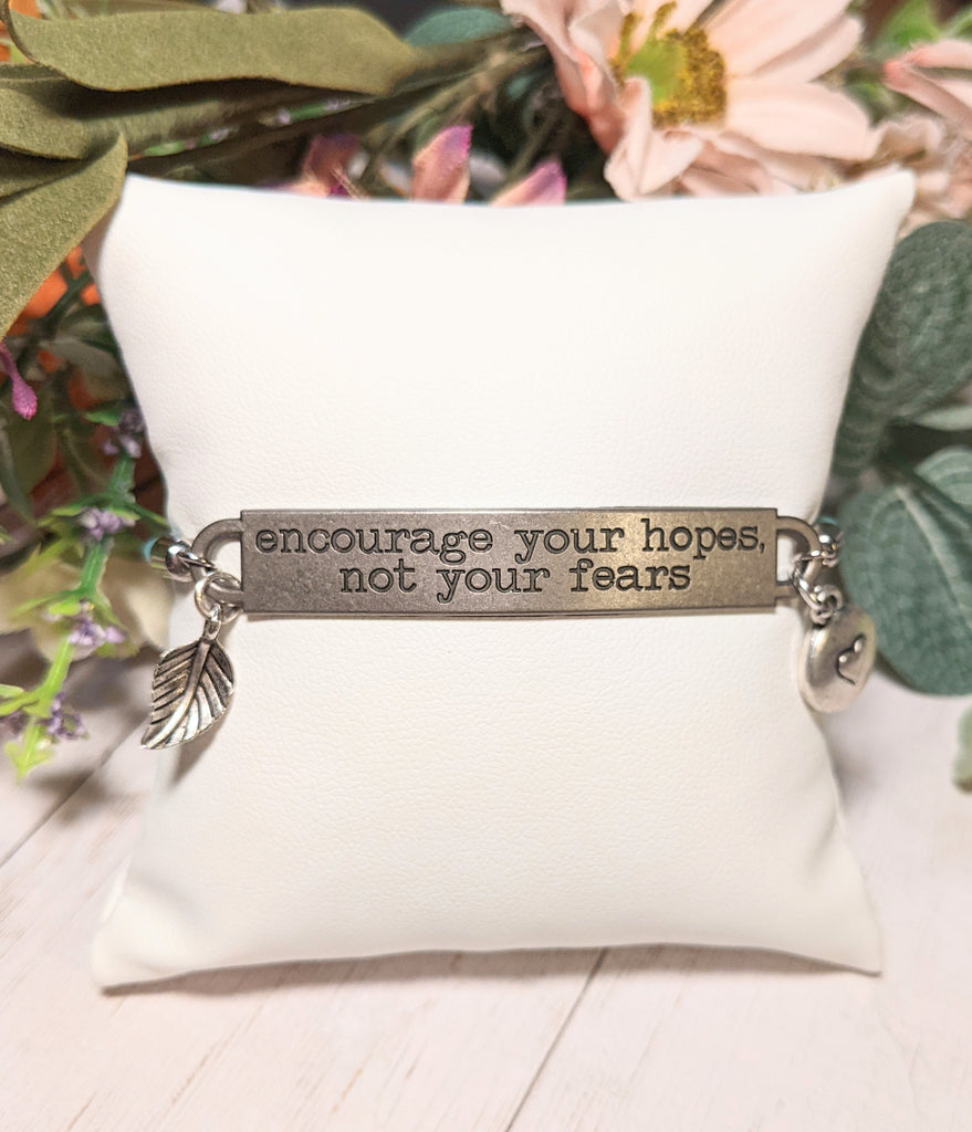 Encourage Your Hopes Not Your Fears Twisted Rope Bolo bracelet