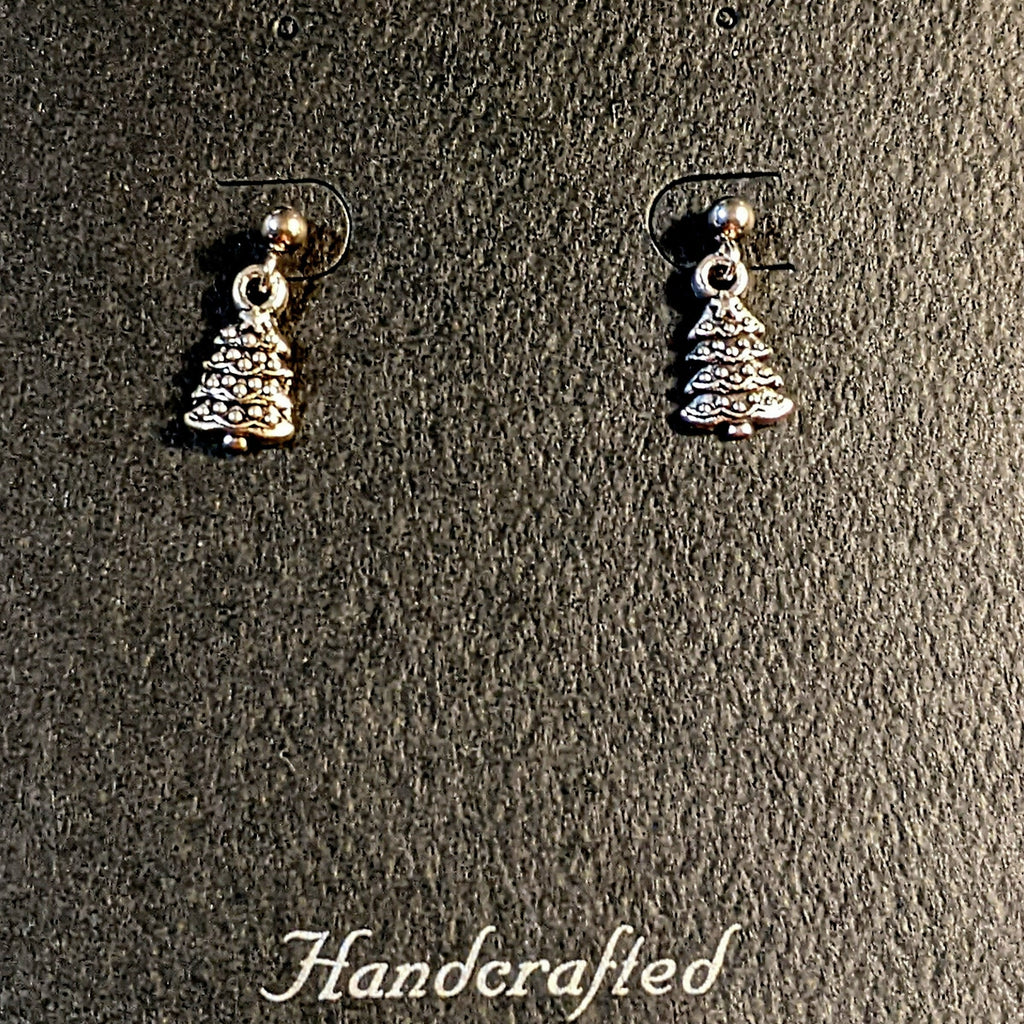 Silver Christmas Tree Post Earrings