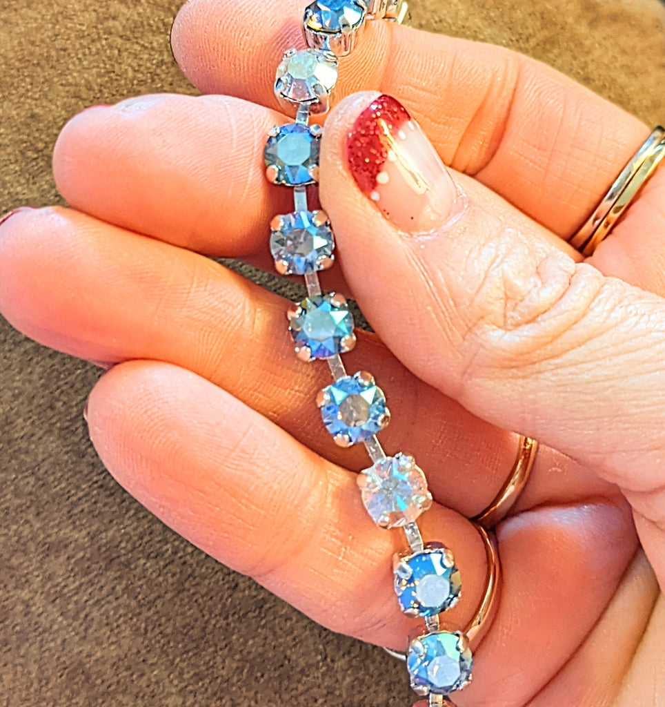 The Beach is my Happy Place-Ocean Wave Faceted Crystal Bracelet