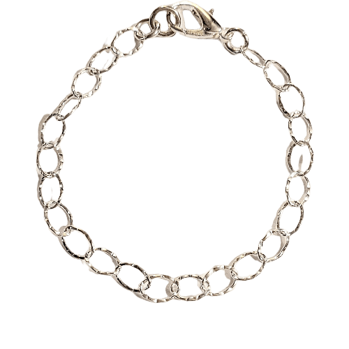 .925 Sterling Silver Textured Oval Link Charm Bracelet Base - D.I.Y. - BUILD YOUR CHARM BRACELET!