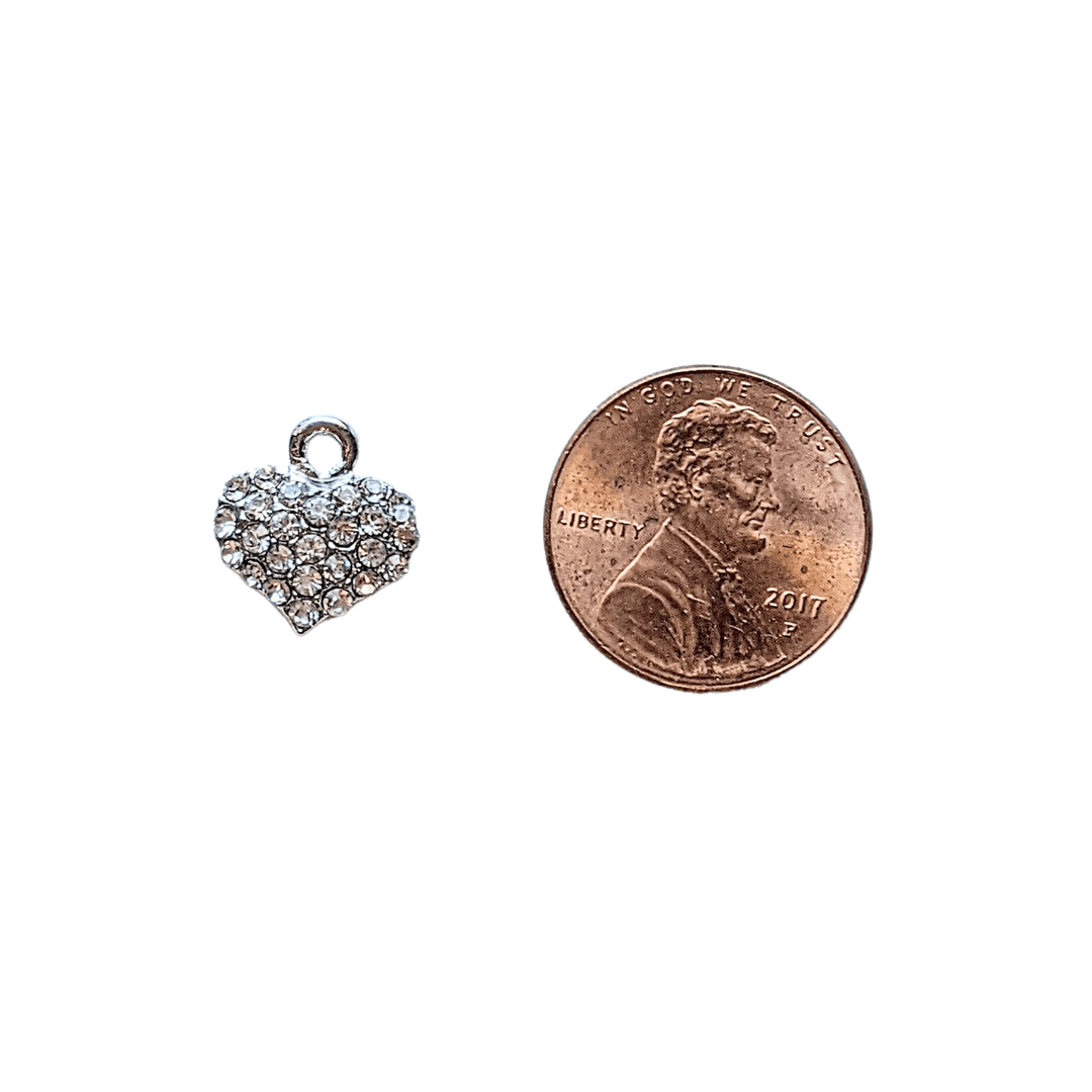 Silver CZ Heart Charm