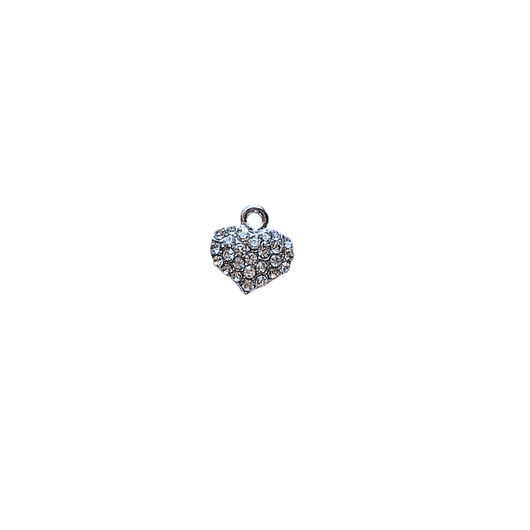 Silver CZ Heart Charm