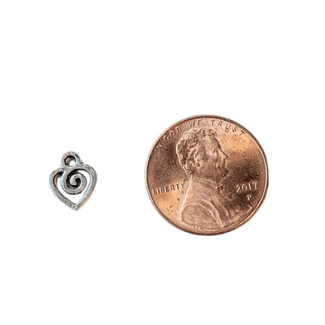 Silver Tiny Swirl Heart Charm