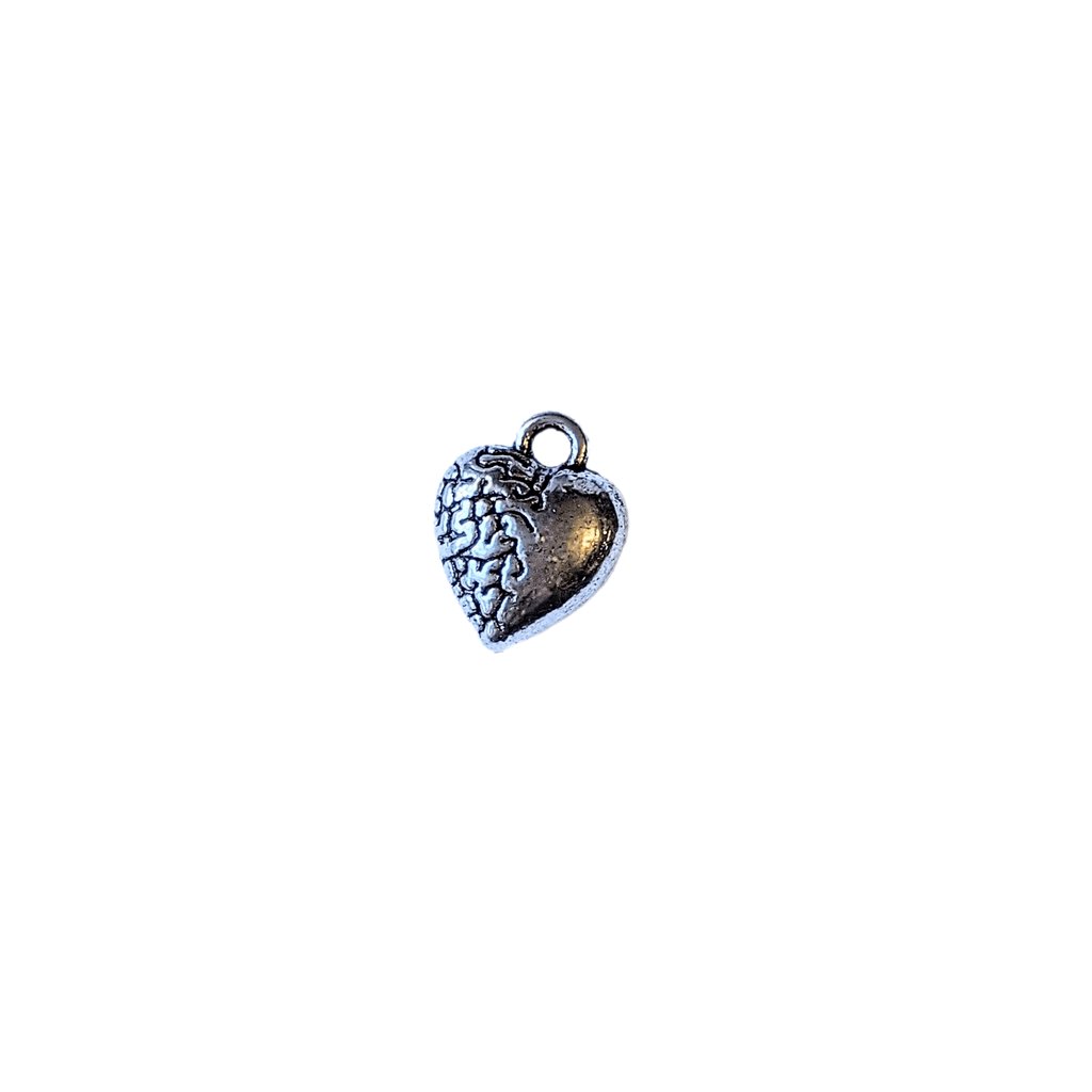 Silver Cracked Heart Charm