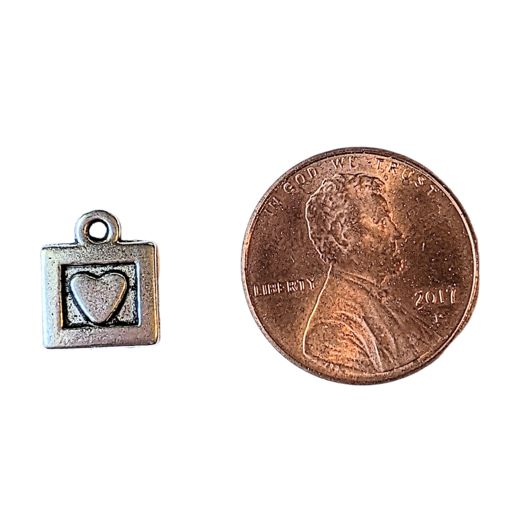 Silver Tiny Framed Heart Charm