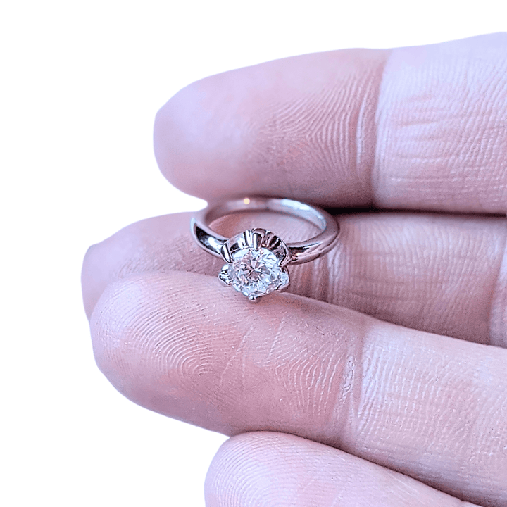 Silver CZ Mini Solitaire Ring Charm