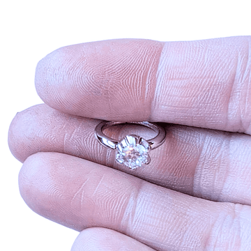 Silver CZ Mini Solitaire Ring Charm