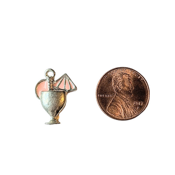 Silver Pink Tropical Drink Charm