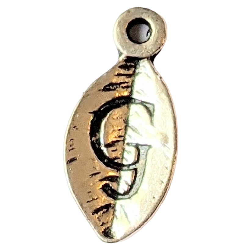 Silver Leaf Initial Charm - Letter G