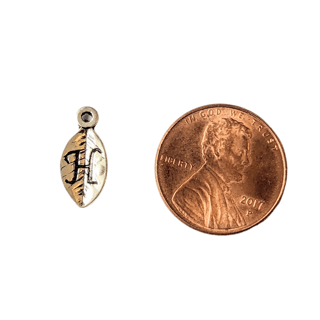 Silver Leaf Initial Charm - Letter H