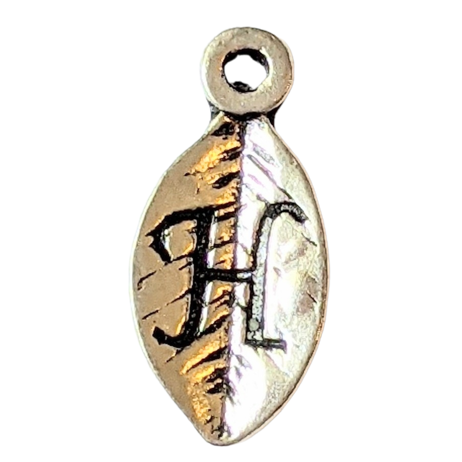 Silver Leaf Initial Charm - Letter H