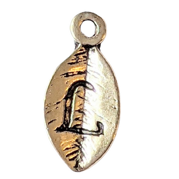 Silver Leaf Initial Charm - Letter L