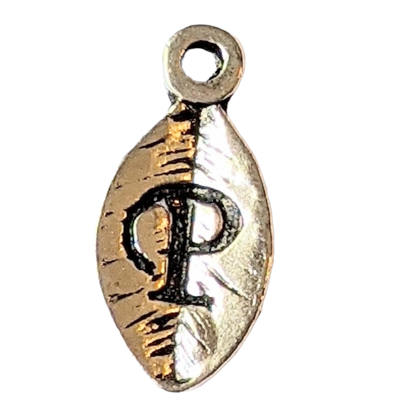 Silver Leaf Initial Charm - Letter P