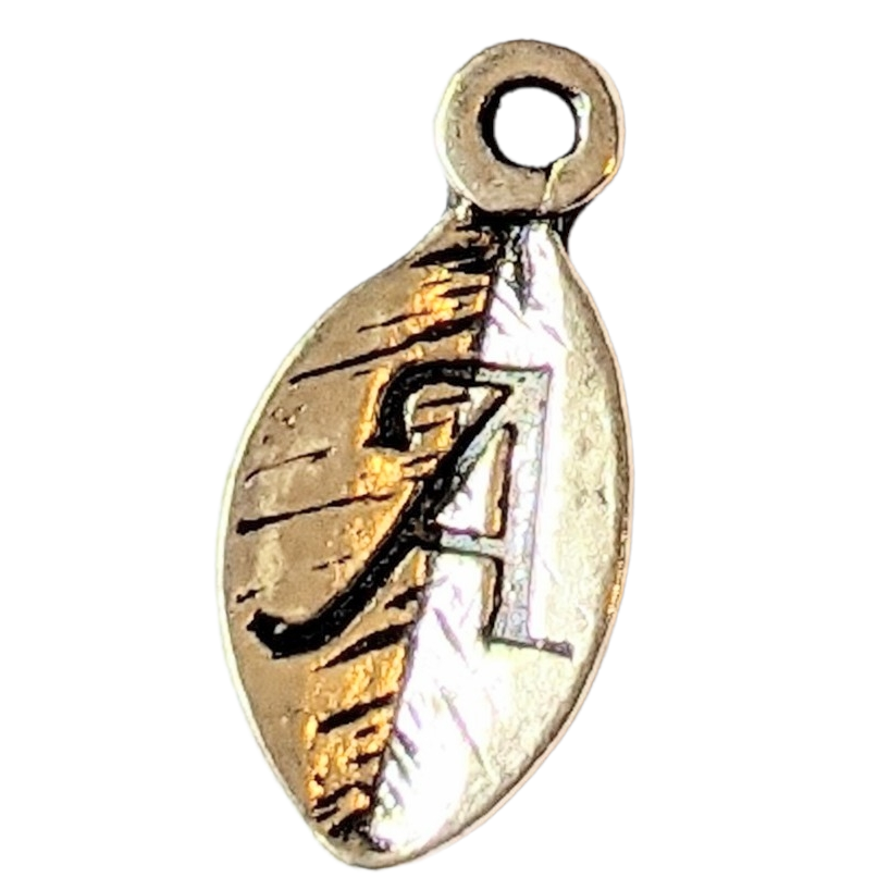 Silver Leaf Initial Charm - Letter A