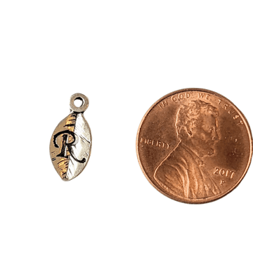 Silver Leaf Initial Charm - Letter R