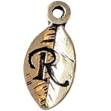 Silver Leaf Initial Charm - Letter R