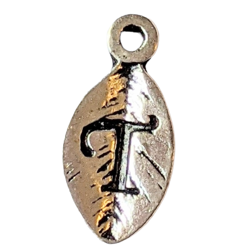 Silver Leaf Initial Charm - Letter T