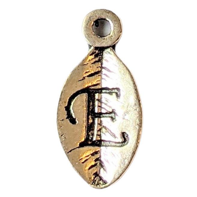Silver Leaf Initial Charm - Letter E