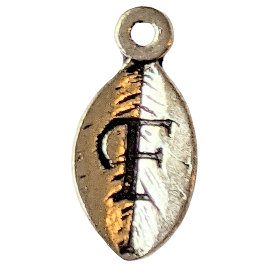 Silver Leaf Initial Charm - Letter F