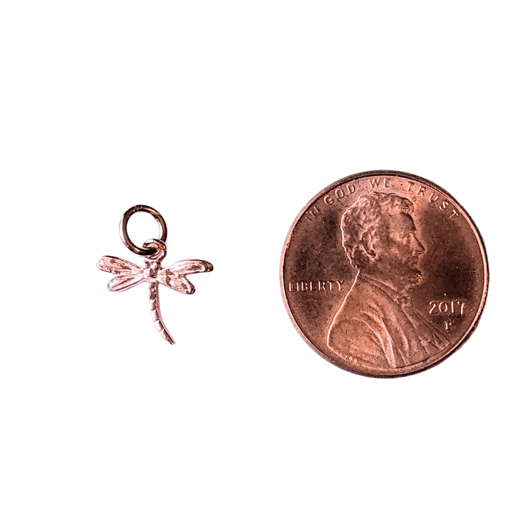 Rose Gold Tiny Dragonfly Charm