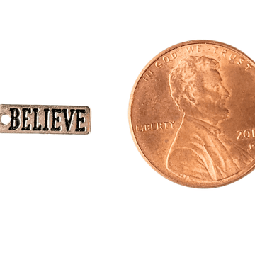 Silver Believe Tag Charm