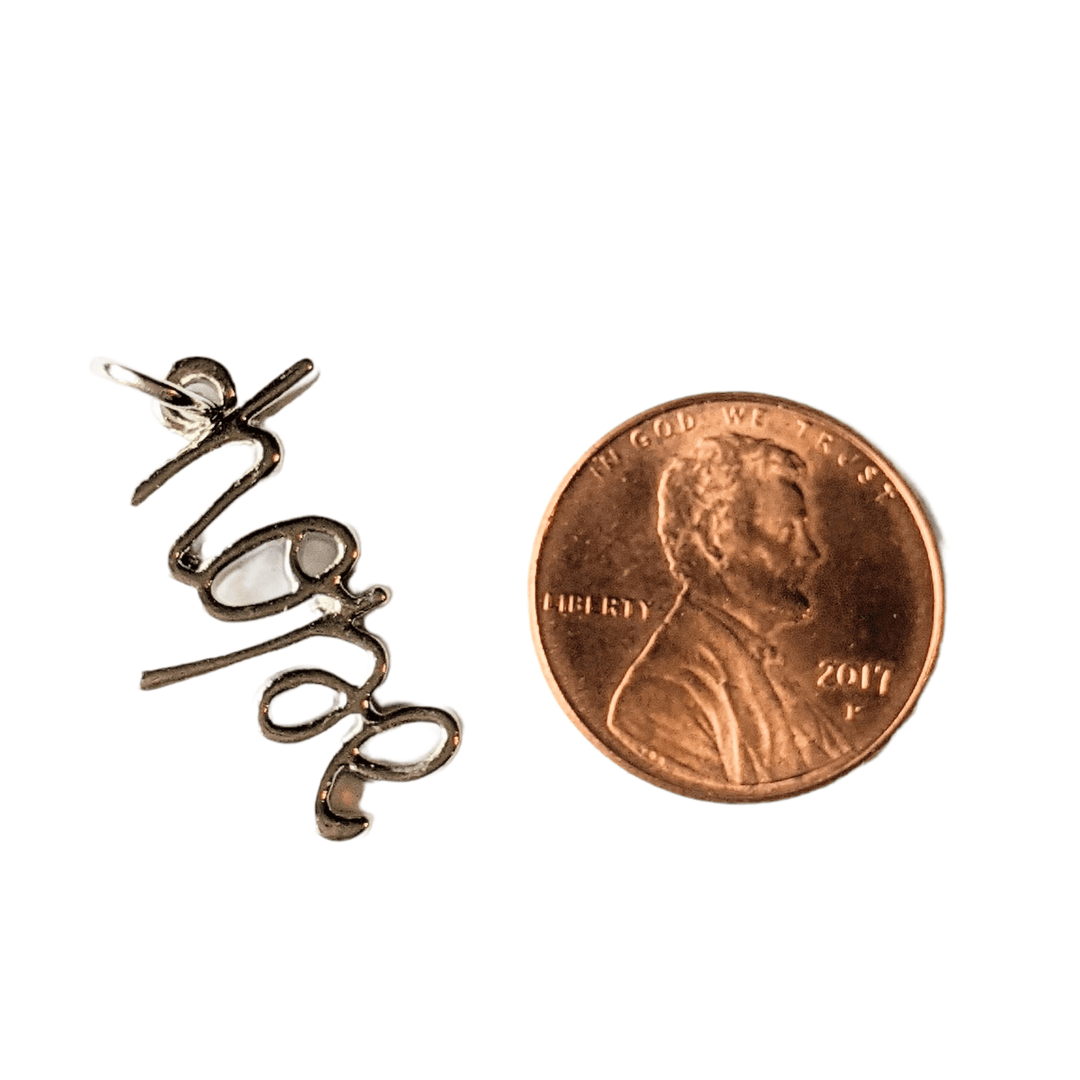 Silver Hope Script Charm