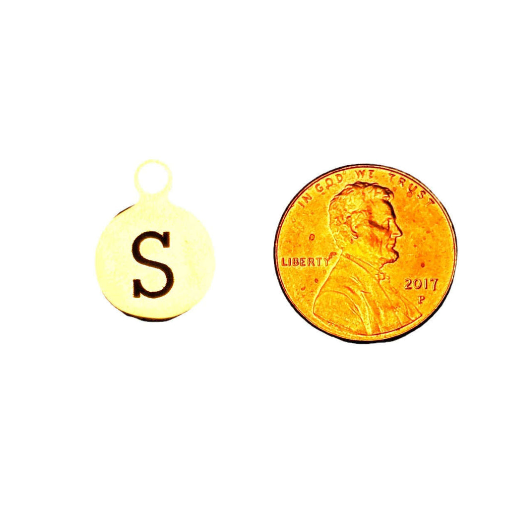 Silver Round Initial Charm - Letter S